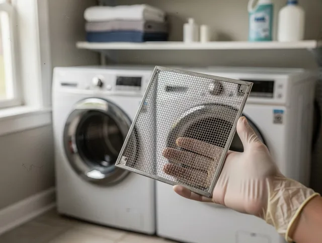 Stamford Dryer Vent Cleaning specialist performing detailed lint trap cleaning service in Stamford